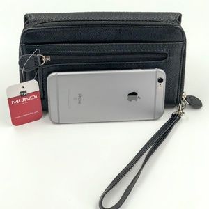 Big Fat Wallet Black Zip Around Clutch Wristlet